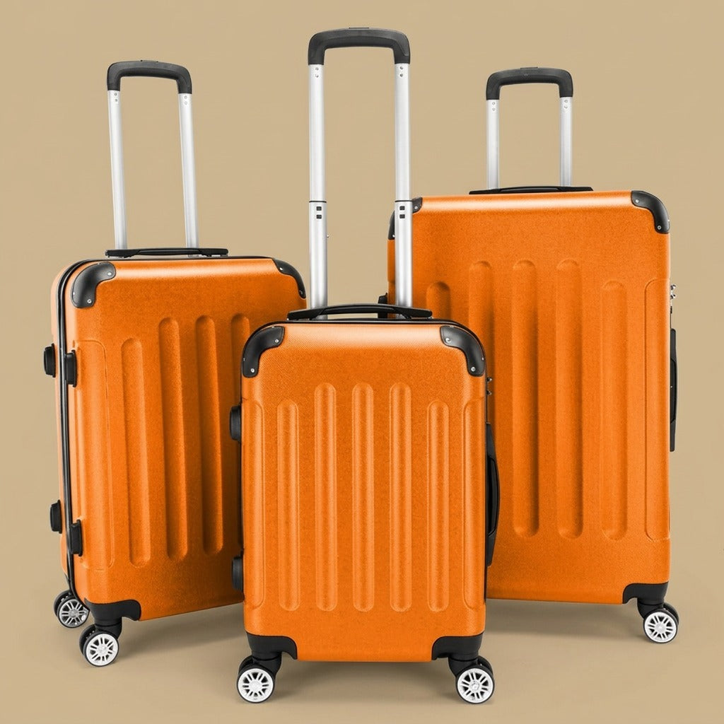 Classic Ribbed 3-Piece Spinner Luggage Set with TSA Lock
