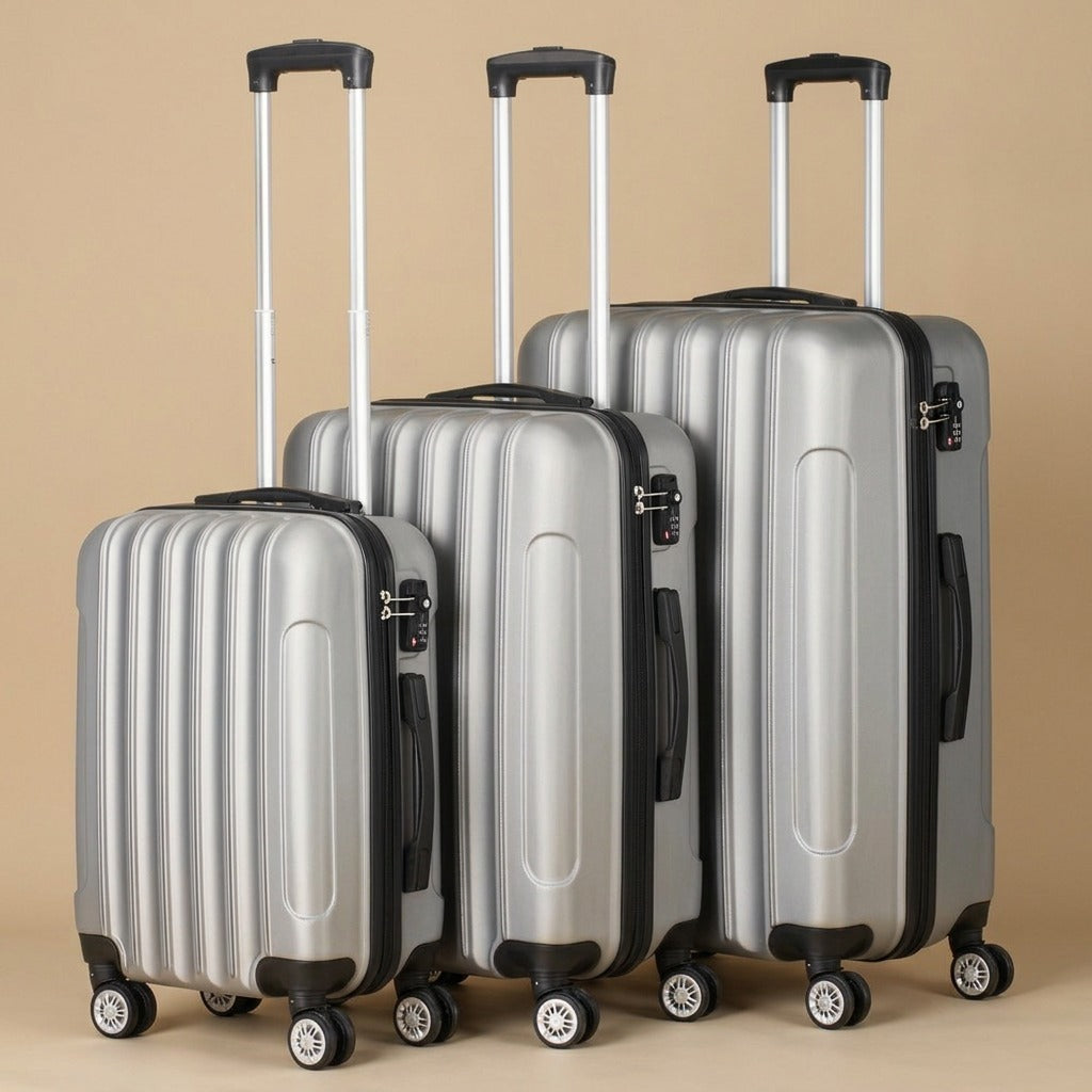 Striped 3-Piece Spinner Luggage Set with TSA Lock