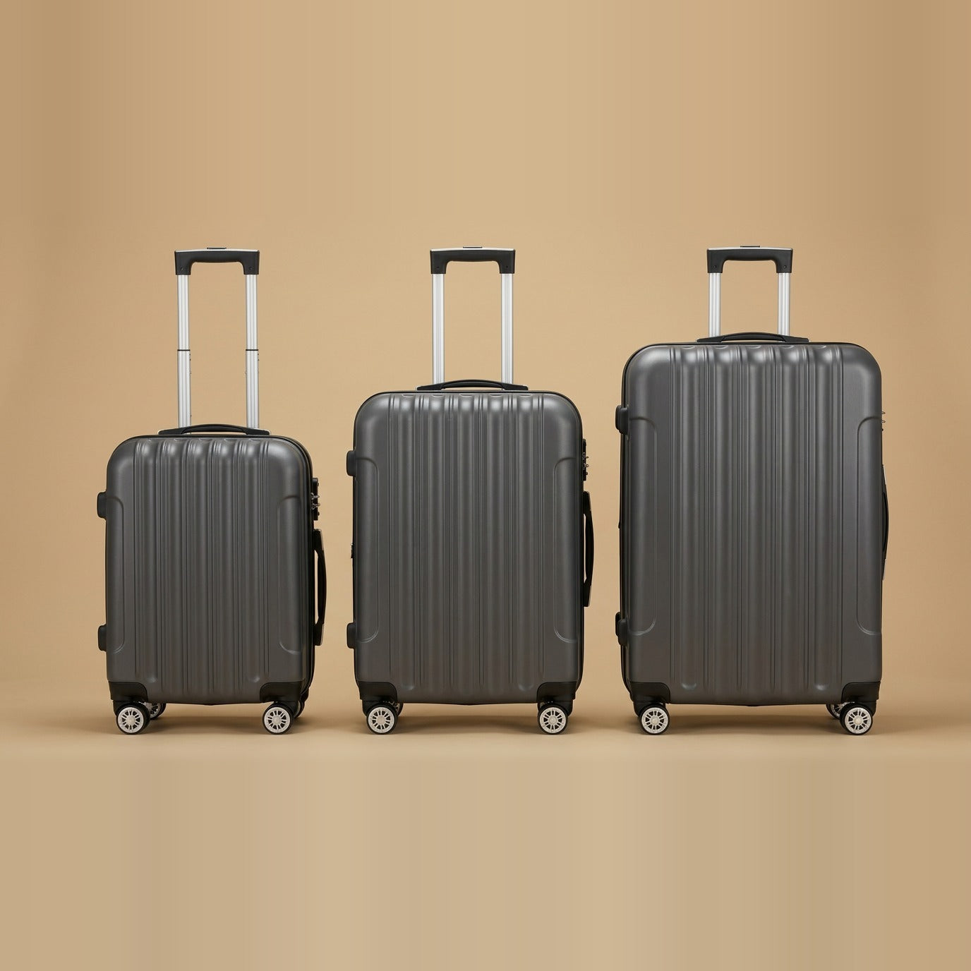 Classic Ribbed 3-Piece Spinner Luggage Set with TSA Lock