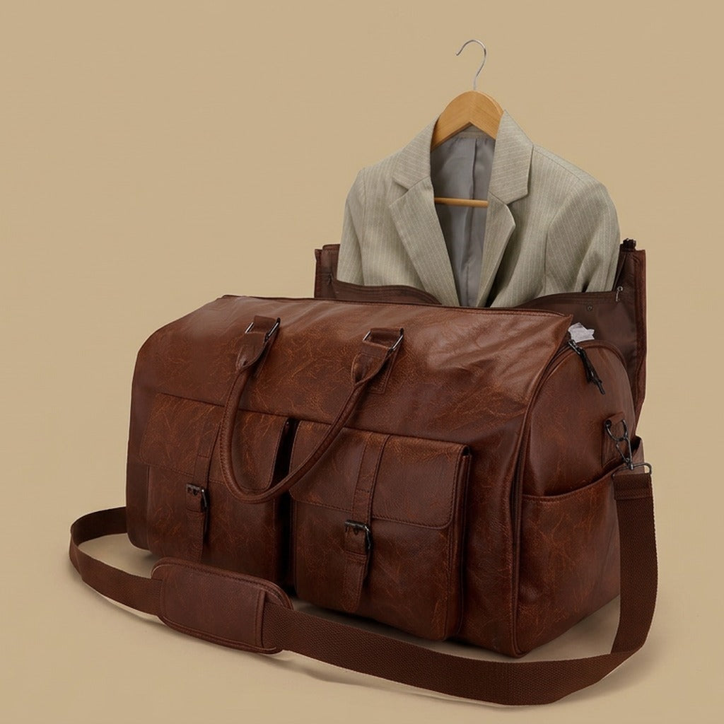 Leather Garment Duffel Bag