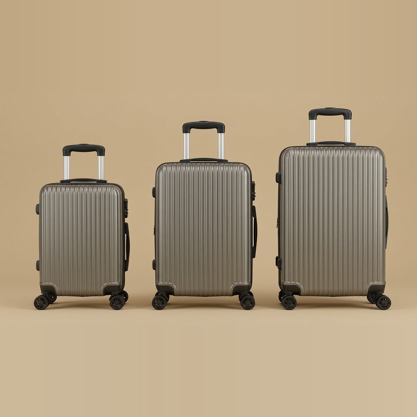 Ribbed Hardshell 3-Piece Spinner Luggage Set