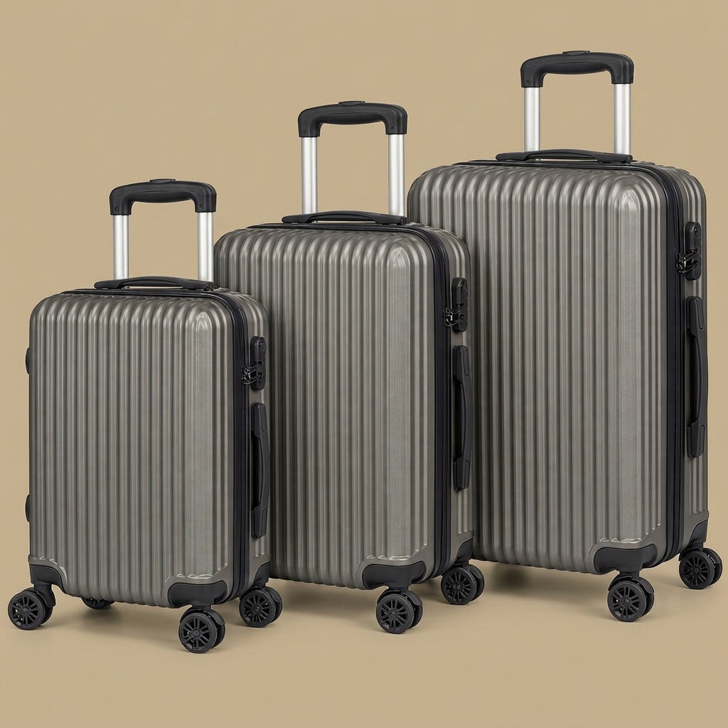 Ribbed Hardshell 3-Piece Spinner Luggage Set