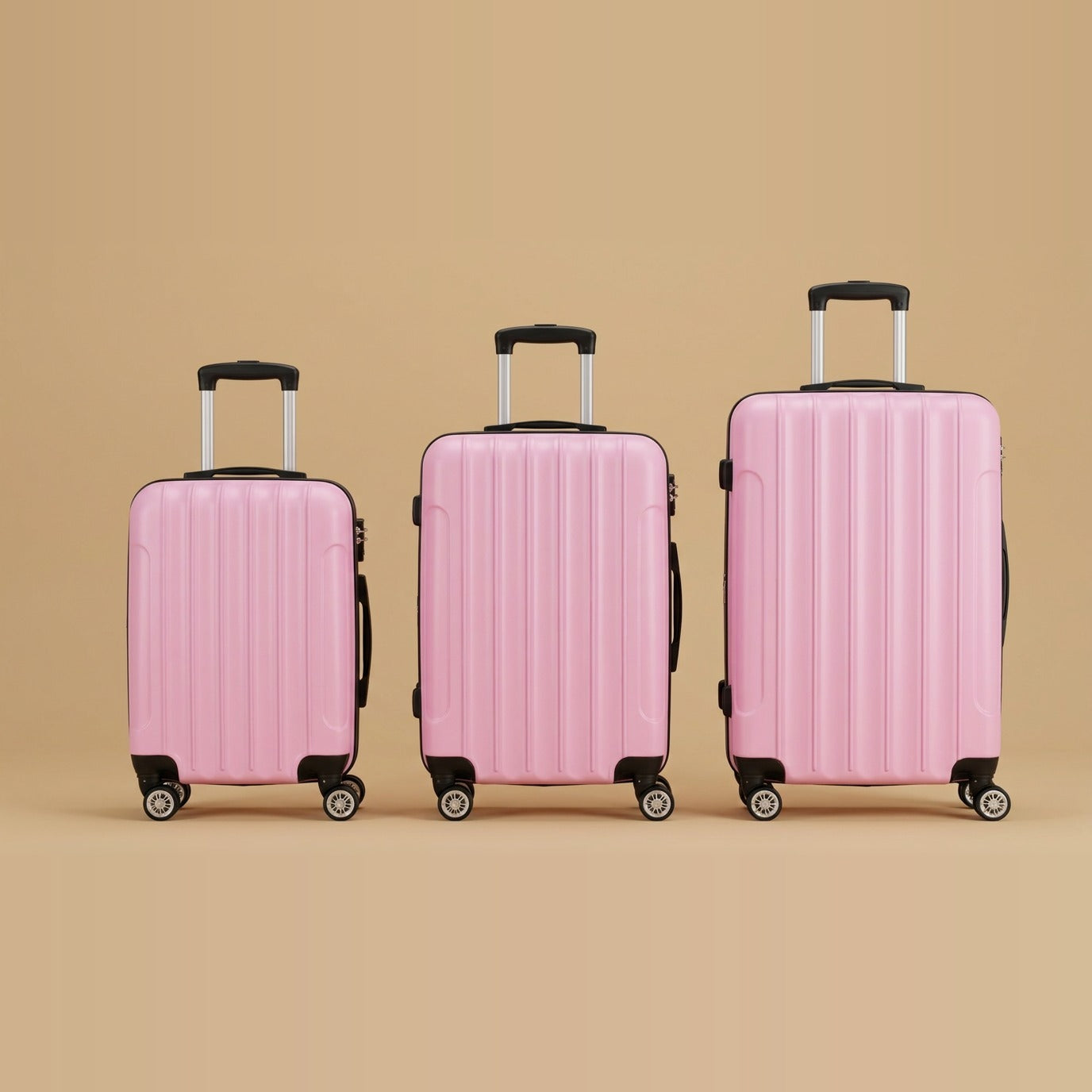 Striped 3-Piece Spinner Luggage Set with TSA Lock
