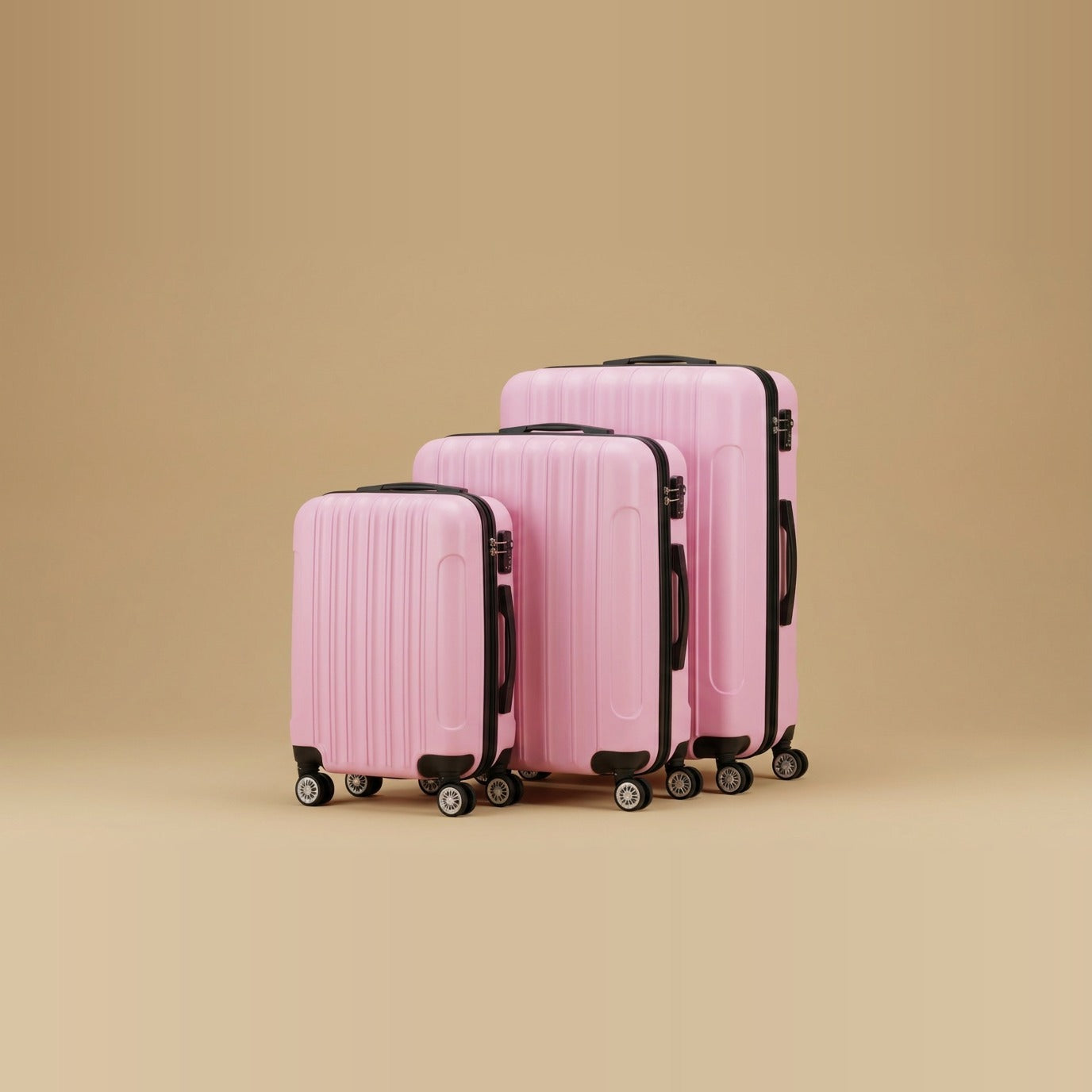 Striped 3-Piece Spinner Luggage Set with TSA Lock
