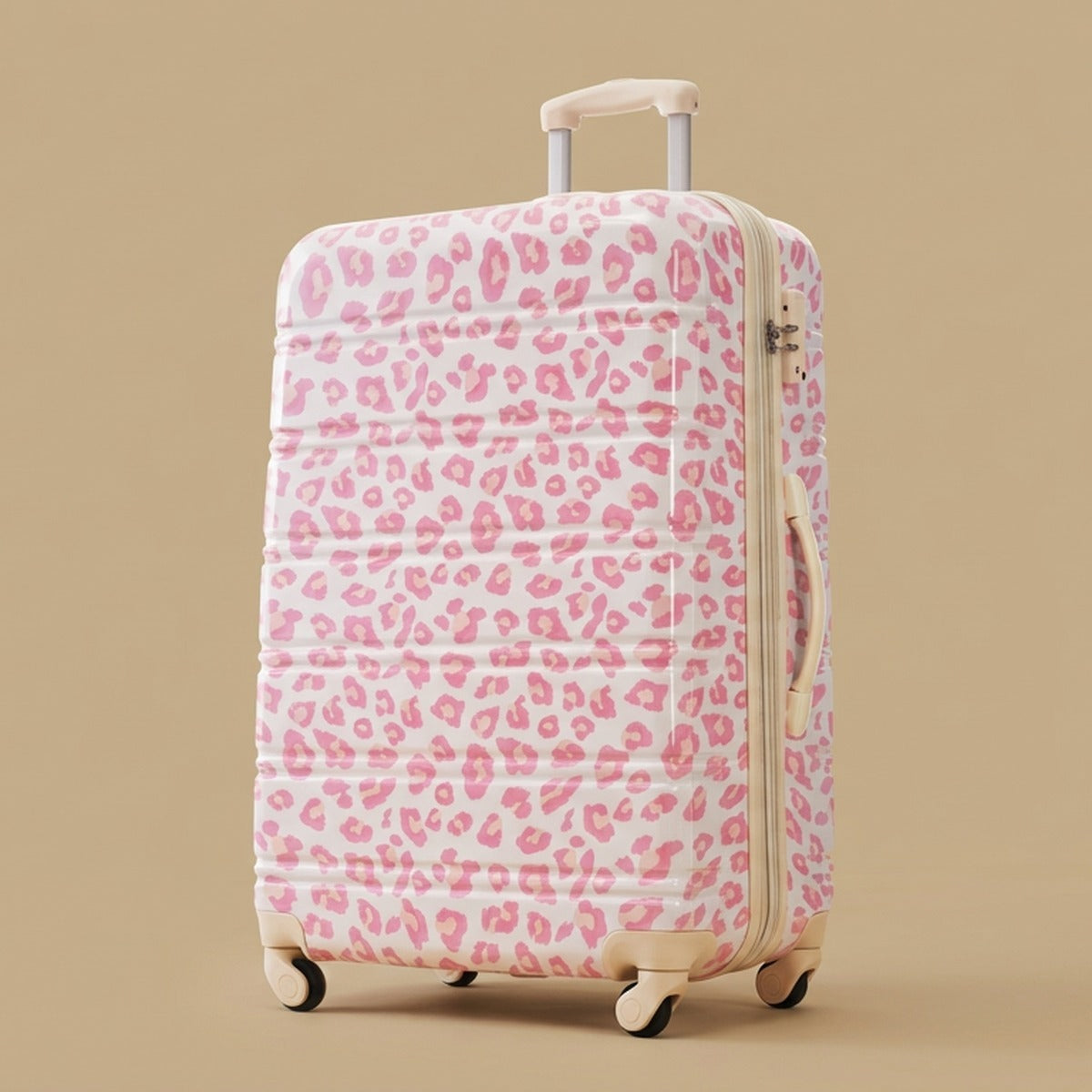 Leopard Print Expandable 3-Piece Hardshell Luggage Set
