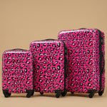Leopard Print Expandable 3-Piece Hardshell Luggage Set