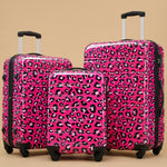 Leopard Print Expandable 3-Piece Hardshell Luggage Set