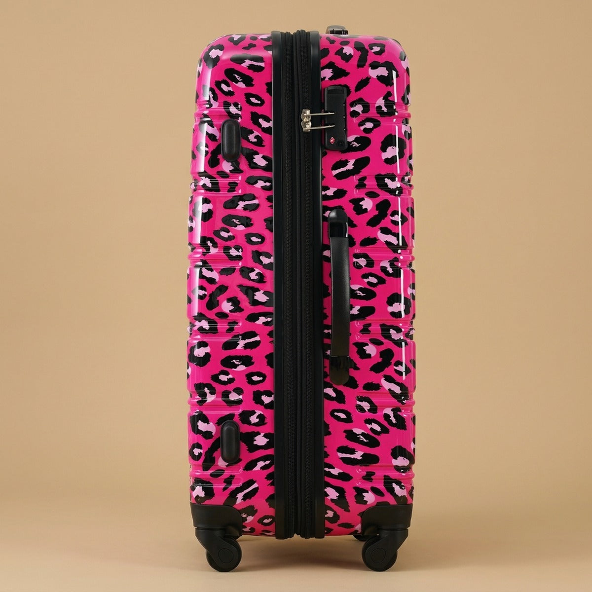 Leopard Print Expandable 3-Piece Hardshell Luggage Set