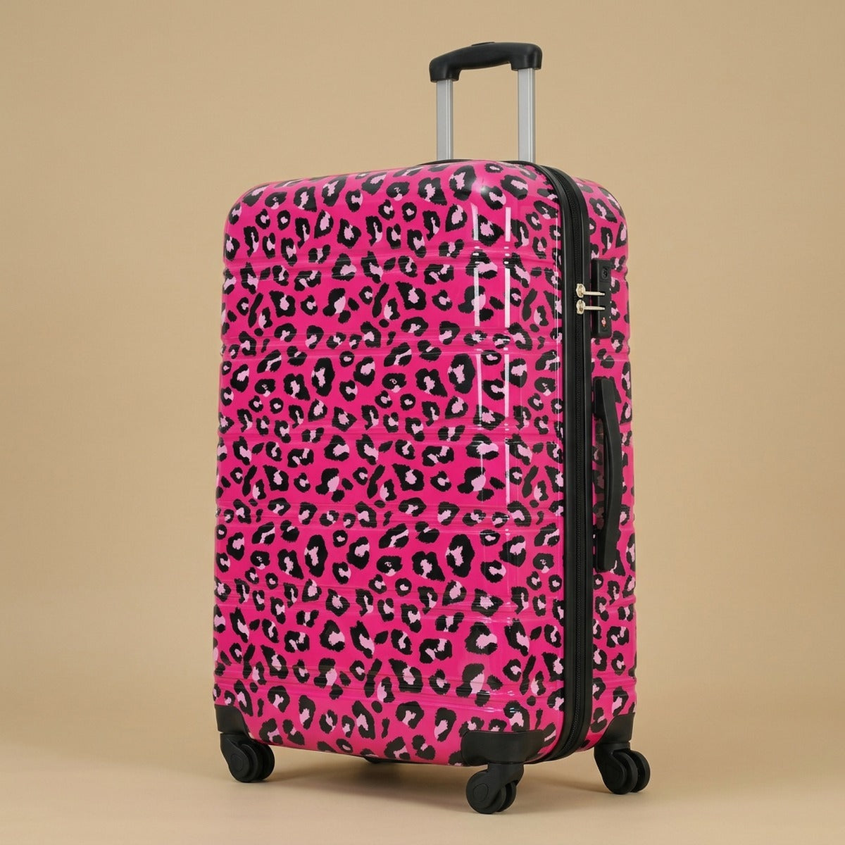 Leopard Print Expandable 3-Piece Hardshell Luggage Set