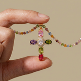 Necklace with Gemstone Cross Charm