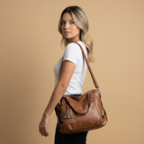 Tote Bag Women Studded Leather Tassel Handbag