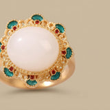 Ring with Enamel Flower Design