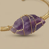 Bangle Bracelet with Wire-Wrapped Gemstone