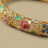 Bangle Bracelet with Floral Enamel