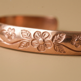 Cuff Bracelet Floral Engraved