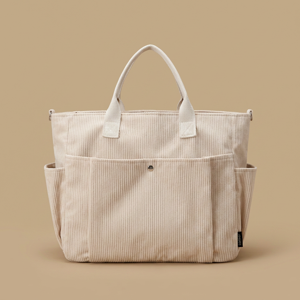 Tote Bag with Corduroy Pockets