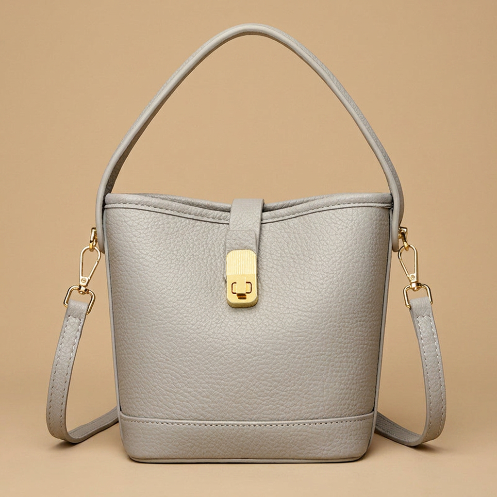 Shoulder Bag with Gold Clasp