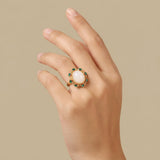 Ring with Enamel Flower Design