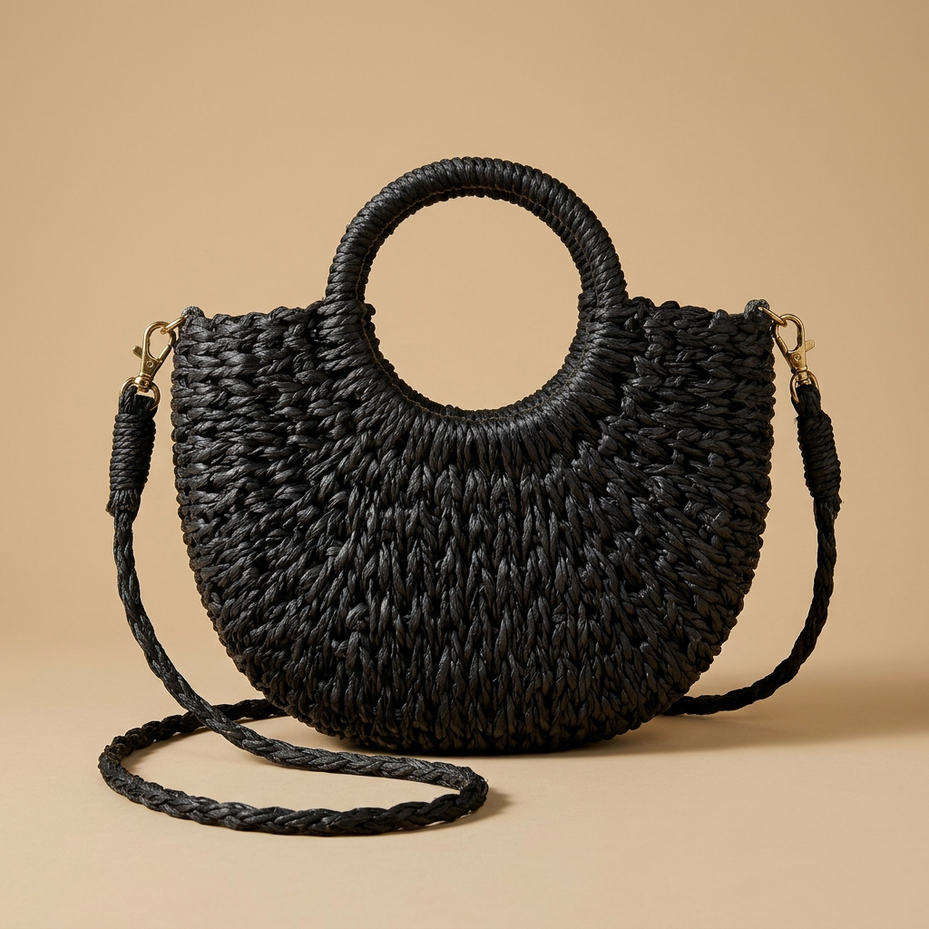 Crossbody Bag Woven Rattan Straw