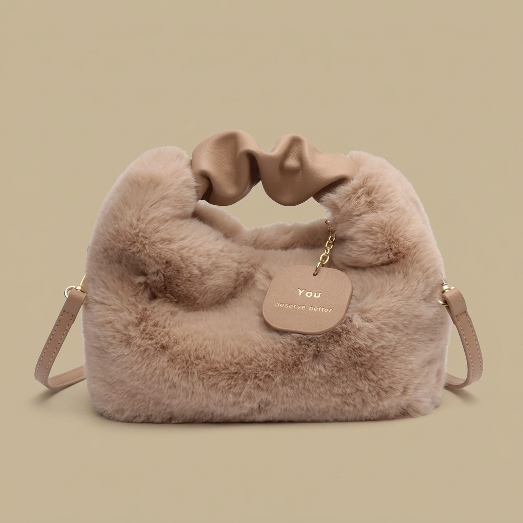 Shoulder Bag Faux Fur Handle