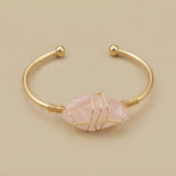 Bangle Bracelet with Wire-Wrapped Gemstone