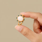 Ring with Enamel Flower Design