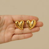 Earrings Heart with Crystal Inlay