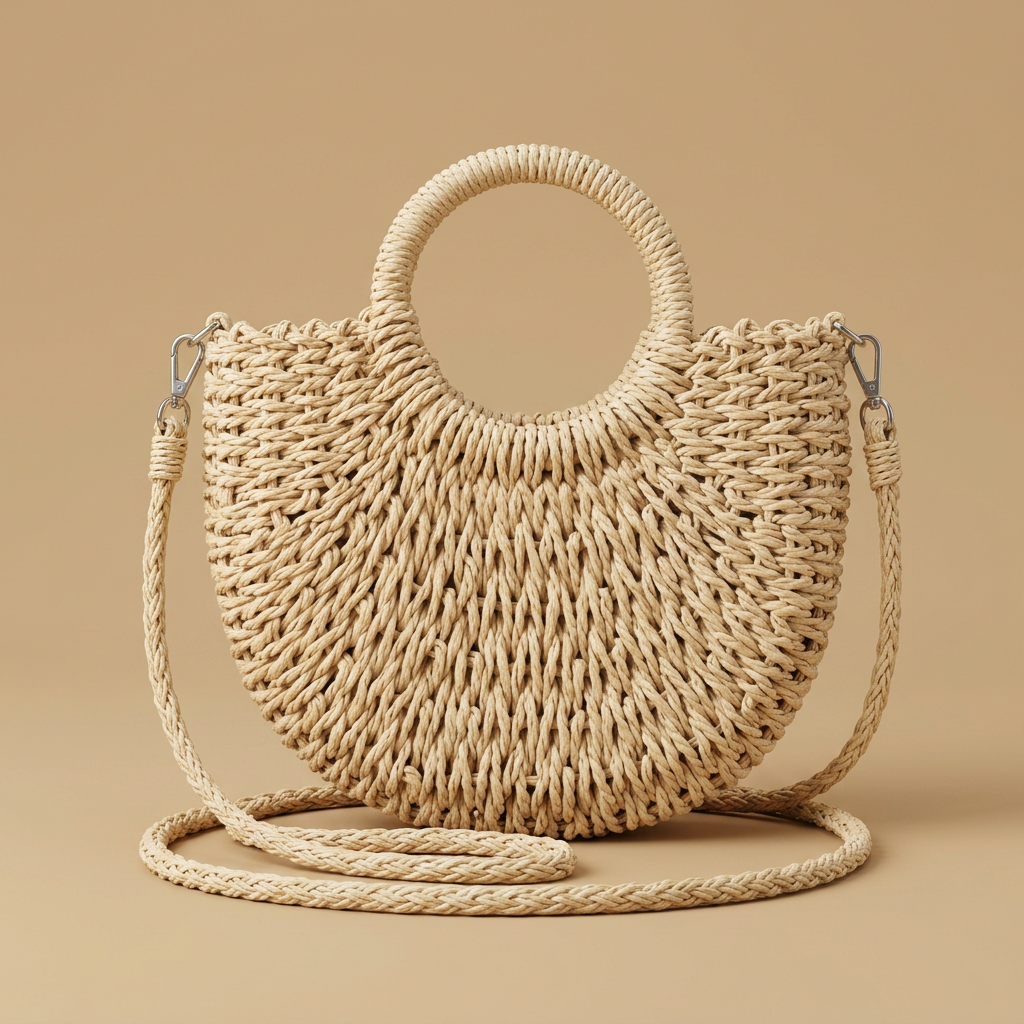 Crossbody Bag Woven Rattan Straw