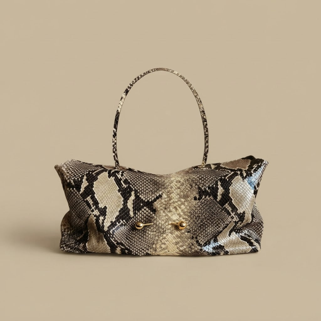 Shoulder Bag with Gold Accents
