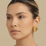 Earrings Heart with Crystal Inlay