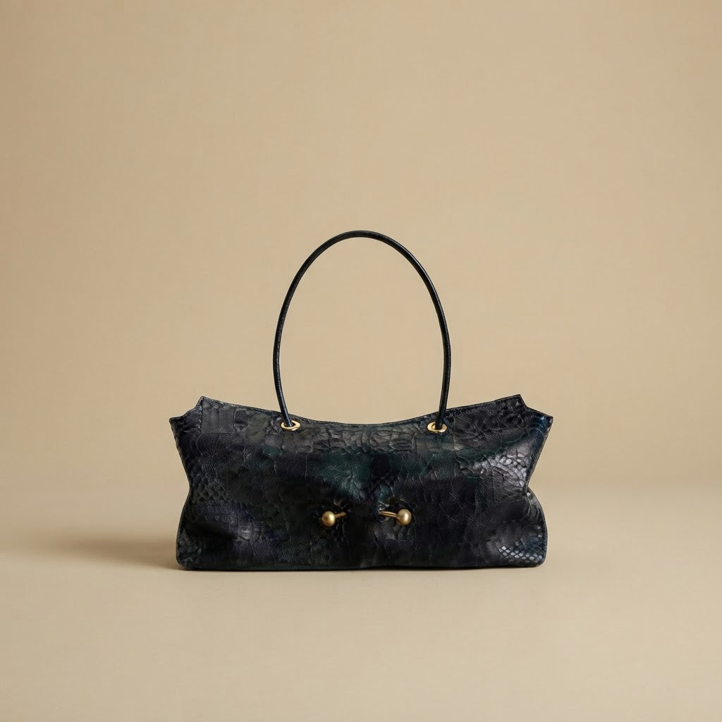 Shoulder Bag with Gold Accents