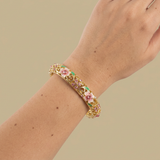 Bangle Bracelet with Floral Enamel