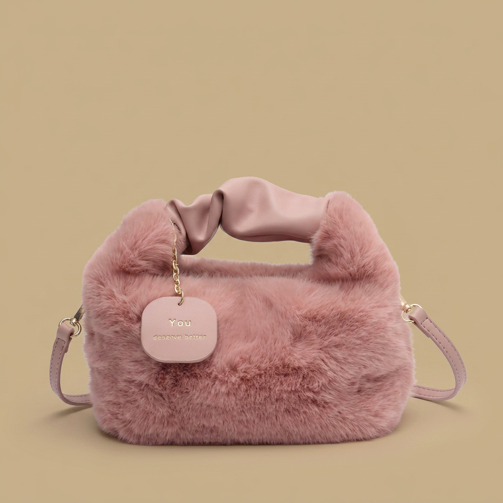 Shoulder Bag Faux Fur Handle