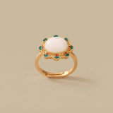 Ring with Enamel Flower Design