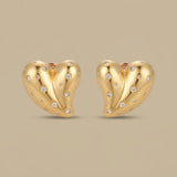 Earrings Heart with Crystal Inlay