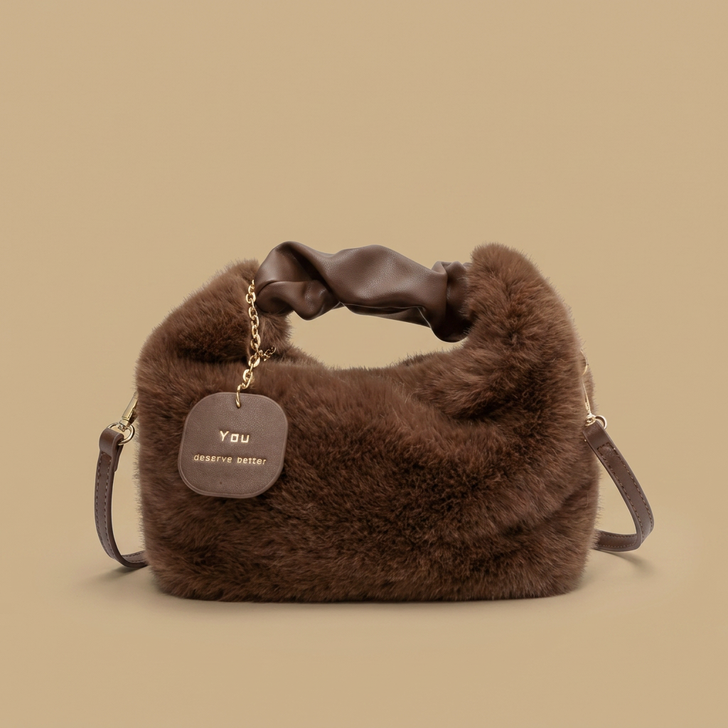 Shoulder Bag Faux Fur Handle