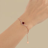 Bracelet Heart Garnet Accent