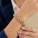 Bangle Bracelet with Floral Enamel