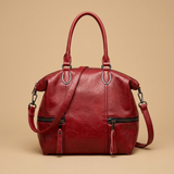 Shoulder Bag with Dual Zippers