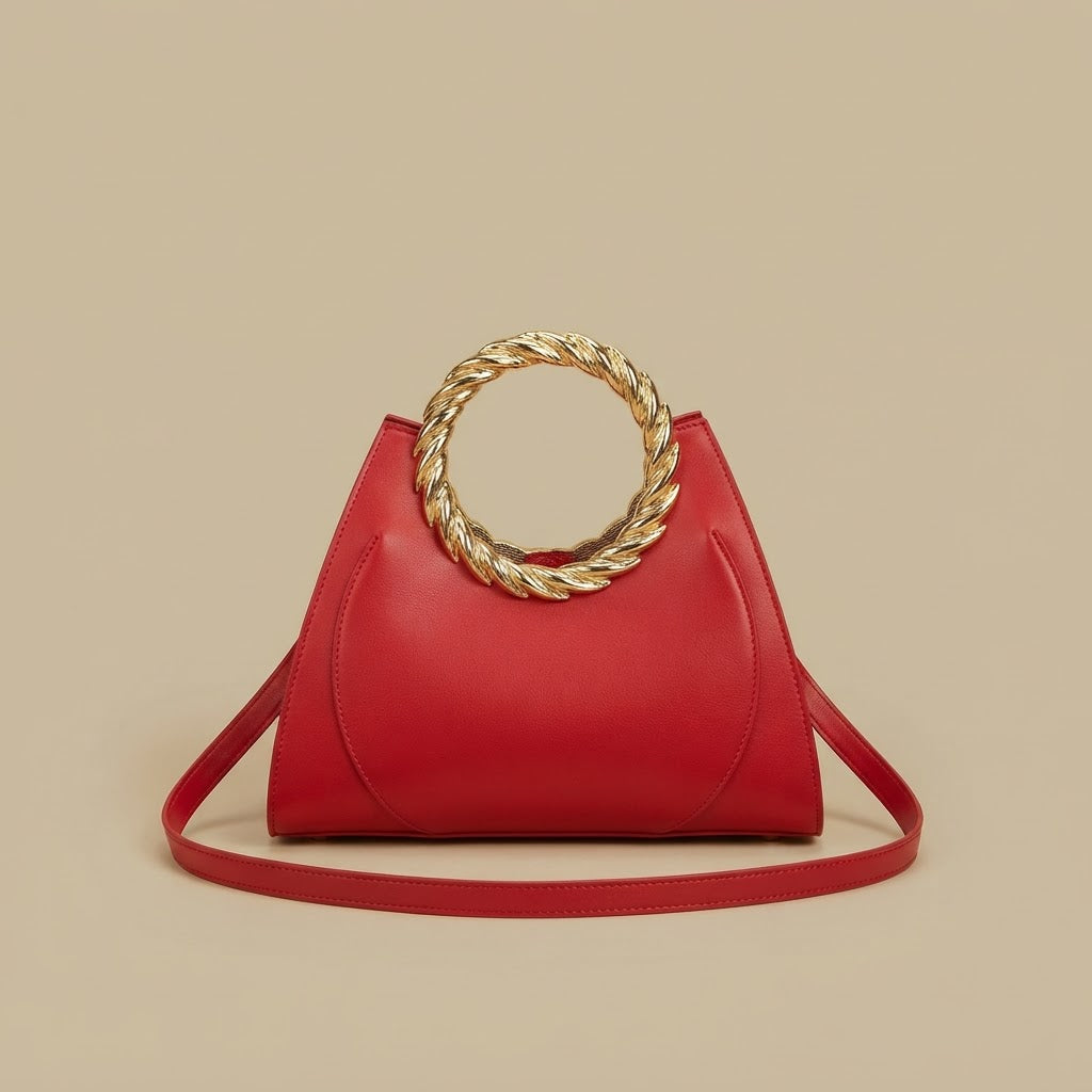 Hobo Bag with Gold Ring Handle