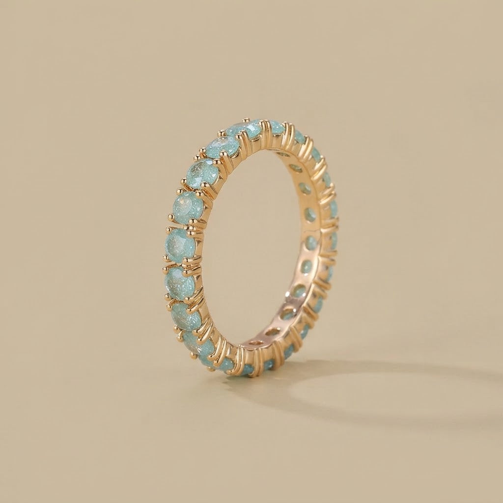 Ring with Geometric Zirconium Design