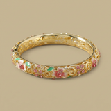 Bangle Bracelet with Floral Enamel