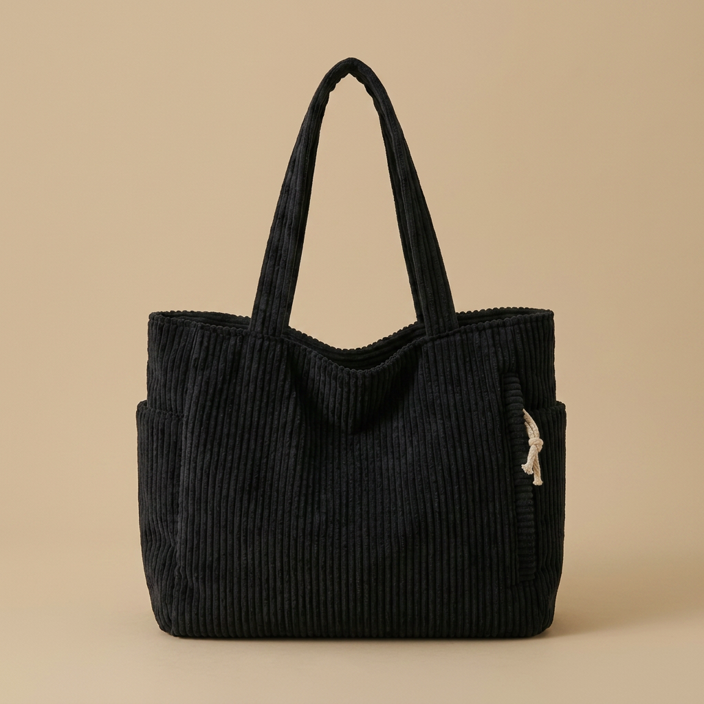 Tote Bag with Corduroy Texture