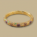 Bangle Bracelet with Floral Enamel