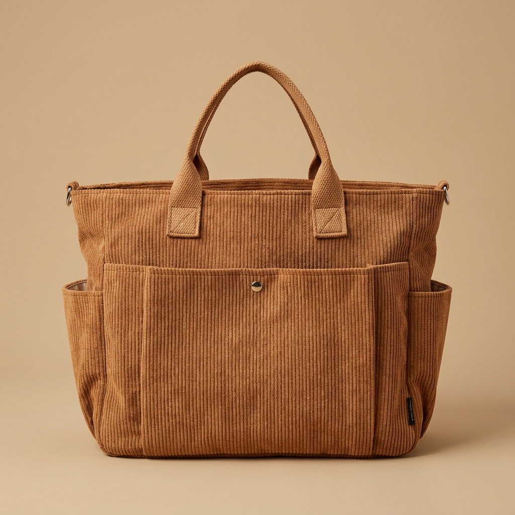 Tote Bag with Corduroy Pockets