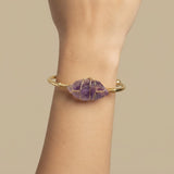 Bangle Bracelet with Wire-Wrapped Gemstone