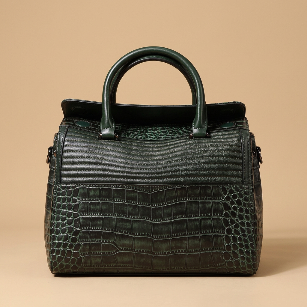 Shoulder Bag Croc Embossed Leather