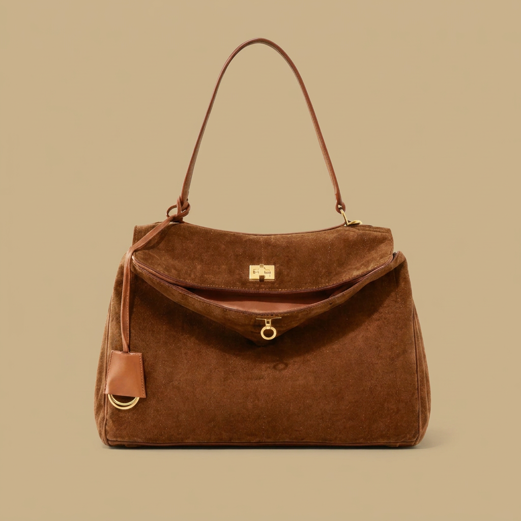 Shoulder Bag Women Suede Leather Work Handbag