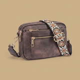 Crossbody Bag with Embroidered Strap