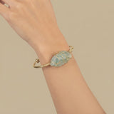 Bangle Bracelet with Wire-Wrapped Gemstone